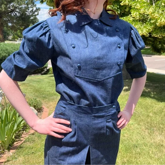 Vintage 1970’s Retro Western Denim Jean Gaucho Cowgirl wide leg Pant suit - Picture 13 of 17